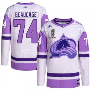Adidas Alex Beaucage Colorado Avalanche Men's Authentic Hockey Fights Cancer 2022 Stanley Cup Champions Jersey - White/Purple