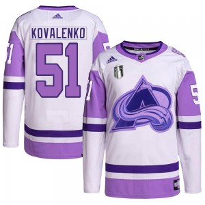 Adidas Nikolai Kovalenko Colorado Avalanche Men's Authentic Hockey Fights Cancer Primegreen 2022 Stanley Cup Final Patch Jersey 