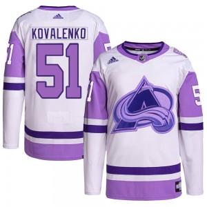 Adidas Nikolai Kovalenko Colorado Avalanche Men's Authentic Hockey Fights Cancer Primegreen Jersey - White/Purple
