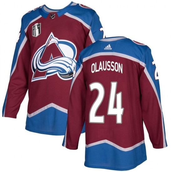 Adidas Youth Oskar Olausson Colorado Avalanche Youth Authentic Burgundy Home 2022 Stanley Cup Final Patch Jersey