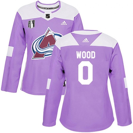 Adidas Miles Wood Colorado Avalanche Women's Authentic Fights Cancer Practice 2022 Stanley Cup Final Patch Jersey - Purple
