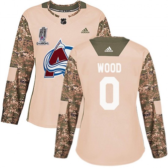 Adidas Miles Wood Colorado Avalanche Women's Authentic Veterans Day Practice 2022 Stanley Cup Champions Jersey - Camo