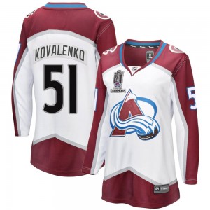 Fanatics Branded Nikolai Kovalenko Colorado Avalanche Women's Breakaway Away 2022 Stanley Cup Champions Jersey - White